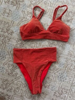 Aerie Sparkling Red Two-Piece Bikini Set